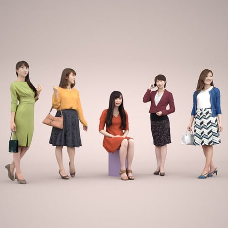 3D人物素材-ポーズド  5個セット 006_Posed-set