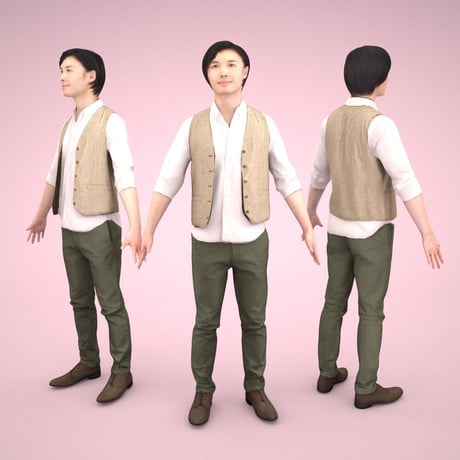 3D人モデルAポーズ　070_Syun