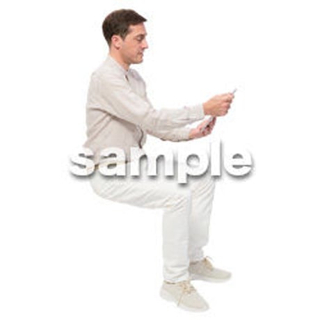 Cutout People　座る　外国人男性　LL_597