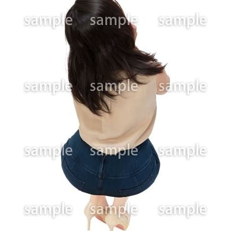Cutout People　鳥瞰　座る女性 　FF_490