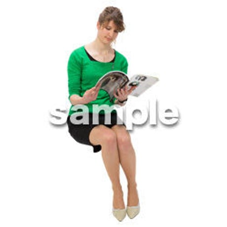 Cutout People　外国人-女性-座る　BB_451