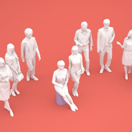 LOWポリゴン-3D人物10体セット  [Posed]  004