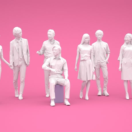 LOWポリゴン-3D人物10体セット  [Posed]  001