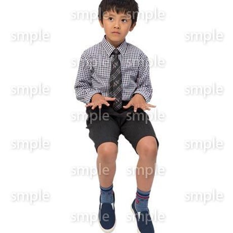Cutout People　座る　男の子　LL_536