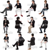 人物切抜きセット☆座る男性　1_set176