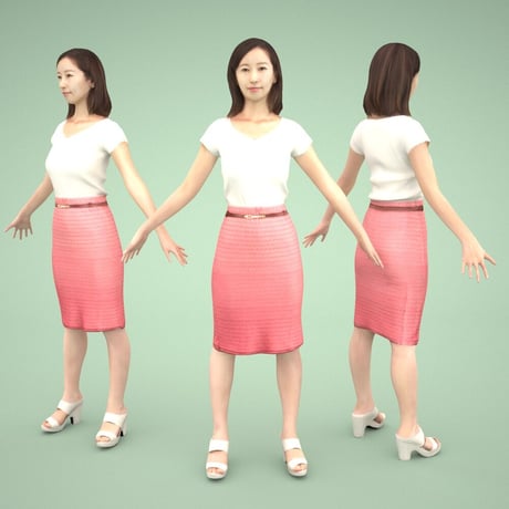 3D人モデルAポーズ　100_Aya