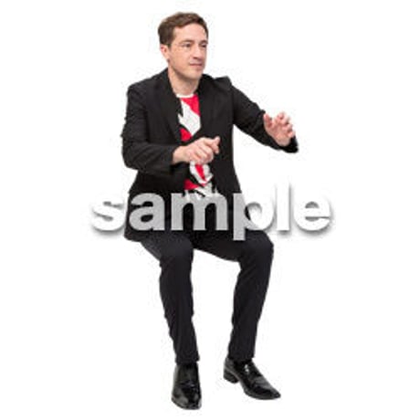 Cutout People　座る　外国人男性　LL_572