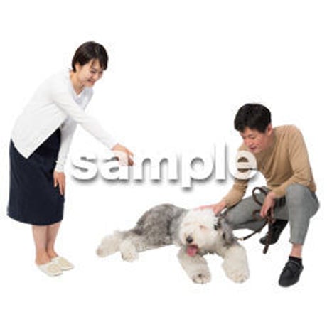 Cutout People　犬の散歩　II_489