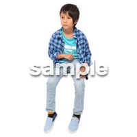 Cutout People　座る　男の子　LL_531