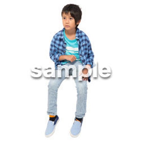 Cutout People　座る　男の子　LL_531