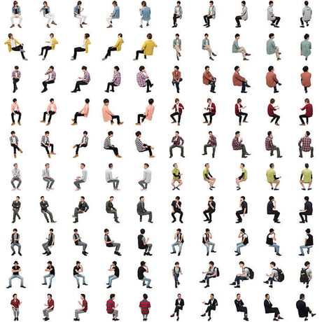 12Cutout People 座る男性[ダウンロード版]