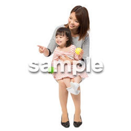 Cutout People　座る親子　KK_477