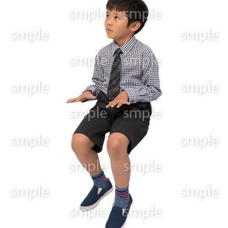 Cutout People　座る　男の子　LL_537