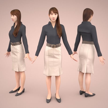 3D人モデルAポーズ　008_Rika