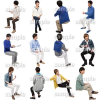 人物切抜きセット☆座る男性　1_set180