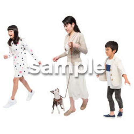 Cutout People　犬の散歩　II_457