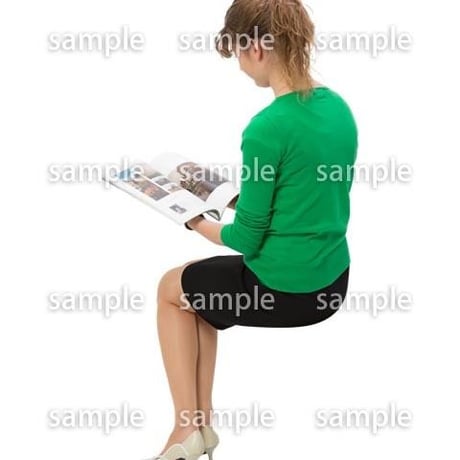 Cutout People　外国人-女性-座る　BB_454