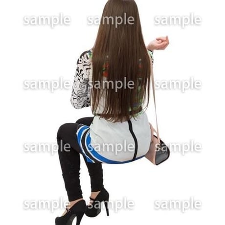 Cutout People　外国人-女性-座る　BB_445