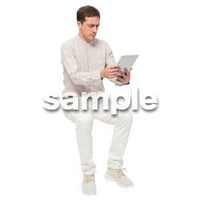 Cutout People　座る　外国人男性　LL_596