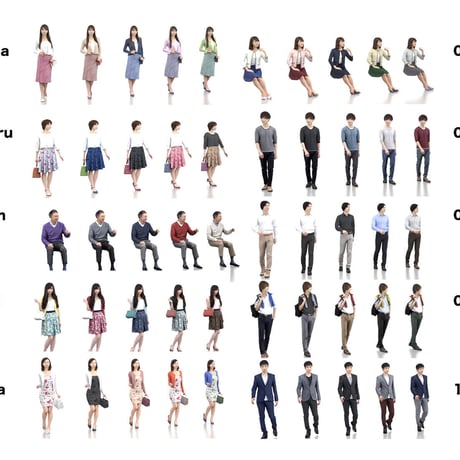 3D人物素材-ポーズド  10個セット 005_Posed-set
