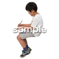 Cutout People　座る　男の子　LL_548