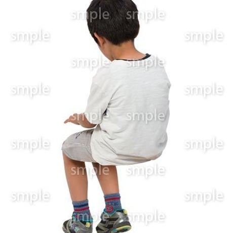 Cutout People　座る　男の子　LL_549