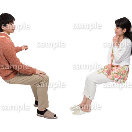 人物切抜きセット☆アットホーム　座る人　1_set146