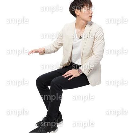 Cutout People　座る　男性　LL_342