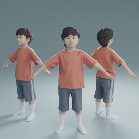 3D人モデルAポーズ　228_Rui K (靴下)
