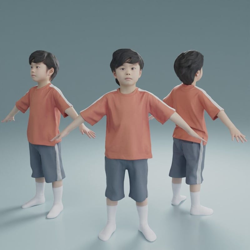 3D人モデルAポーズ 228_Rui K (靴下) | NO-N-NO 人物切り抜き素材と3D