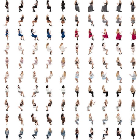 11Cutout People 座る女性[ダウンロード版]