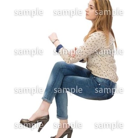 Cutout People　外国人-女性-座る　BB_458