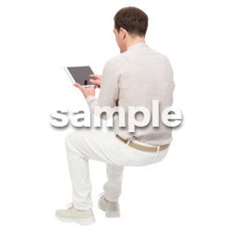 Cutout People　座る　外国人男性　LL_600
