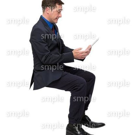 Cutout People　座る　外国人男性　LL_558