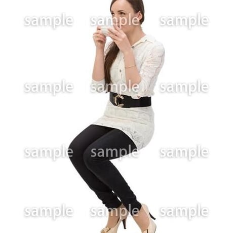Cutout People　外国人-女性-座る　BB_447