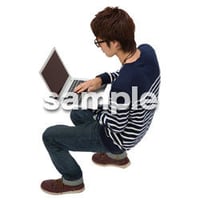 Cutout People　鳥瞰　座る男性 　FF_423