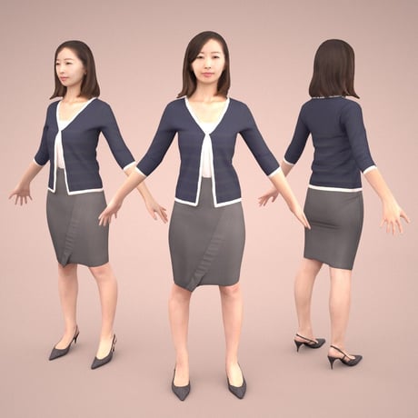 3D人モデルAポーズ　098_Aya
