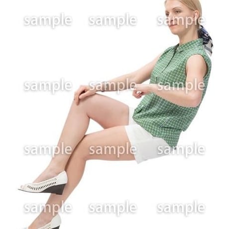 Cutout People　外国人-女性-座る　BB_483