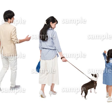 人物切抜きセット☆アットホーム　犬の散歩　1_set148