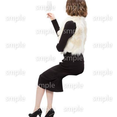 Cutout People　座る女性　KK_104