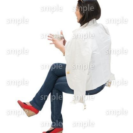 Cutout People　座る女性　KK_334