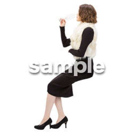 Cutout People　座る女性　KK_103
