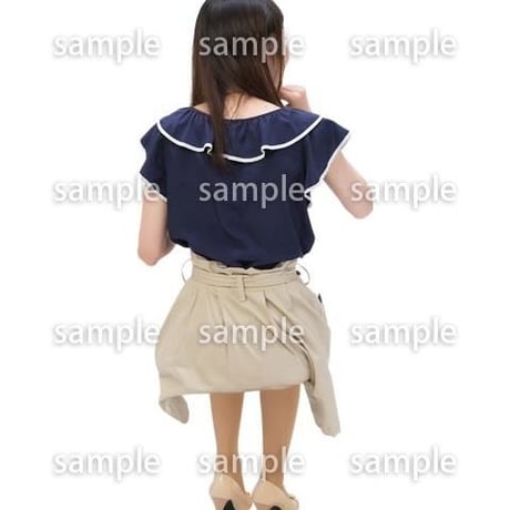 Cutout People　日本人-女性-座る　BB_495