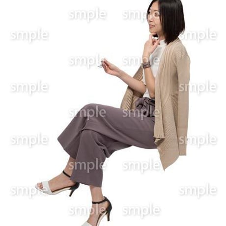 Cutout People　座る女性　KK_228
