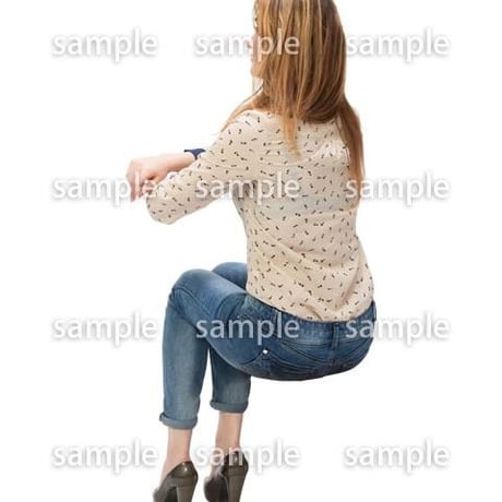 Cutout People　外国人-女性-座る　BB_459
