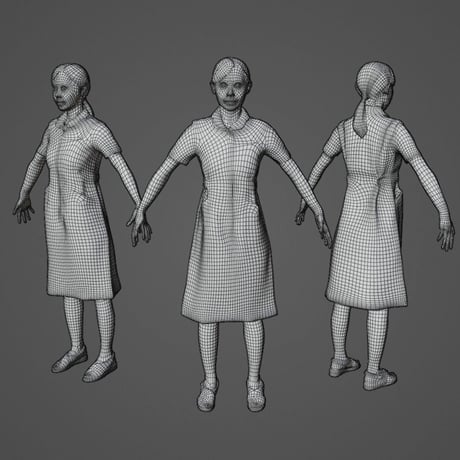 3D人モデルAポーズ　164_Mari