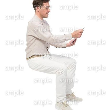 Cutout People　座る　外国人男性　LL_597