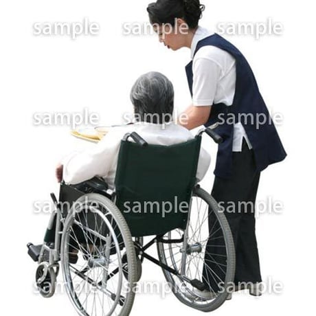 人物切抜き素材　医療・シニア車椅子編　D_296