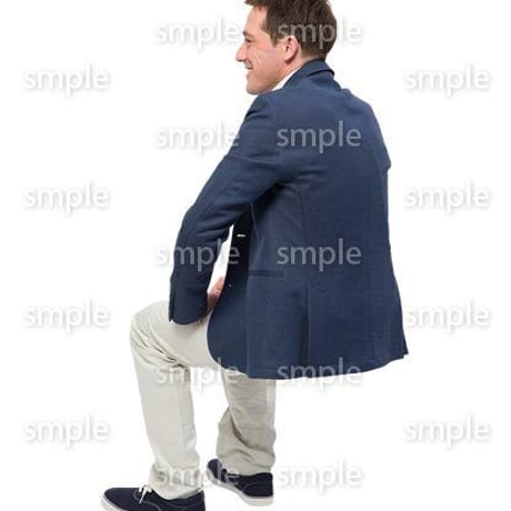Cutout People　座る　外国人男性　LL_579