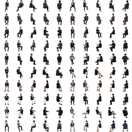 12Cutout People 座る男性[ダウンロード版]
